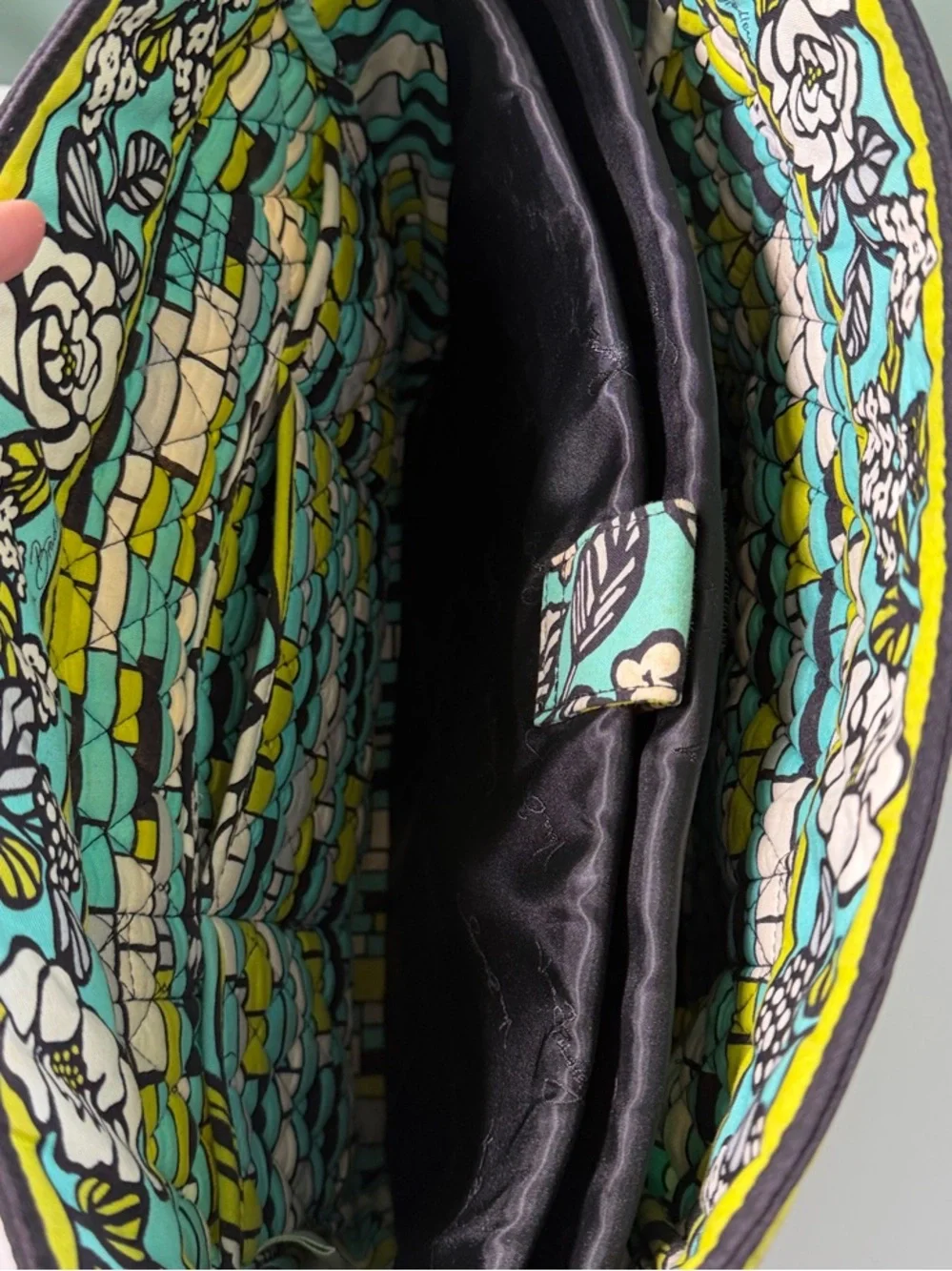 Vera Bradley Quilted Laptop Tote in Turquoise, Lime & Cream Floral